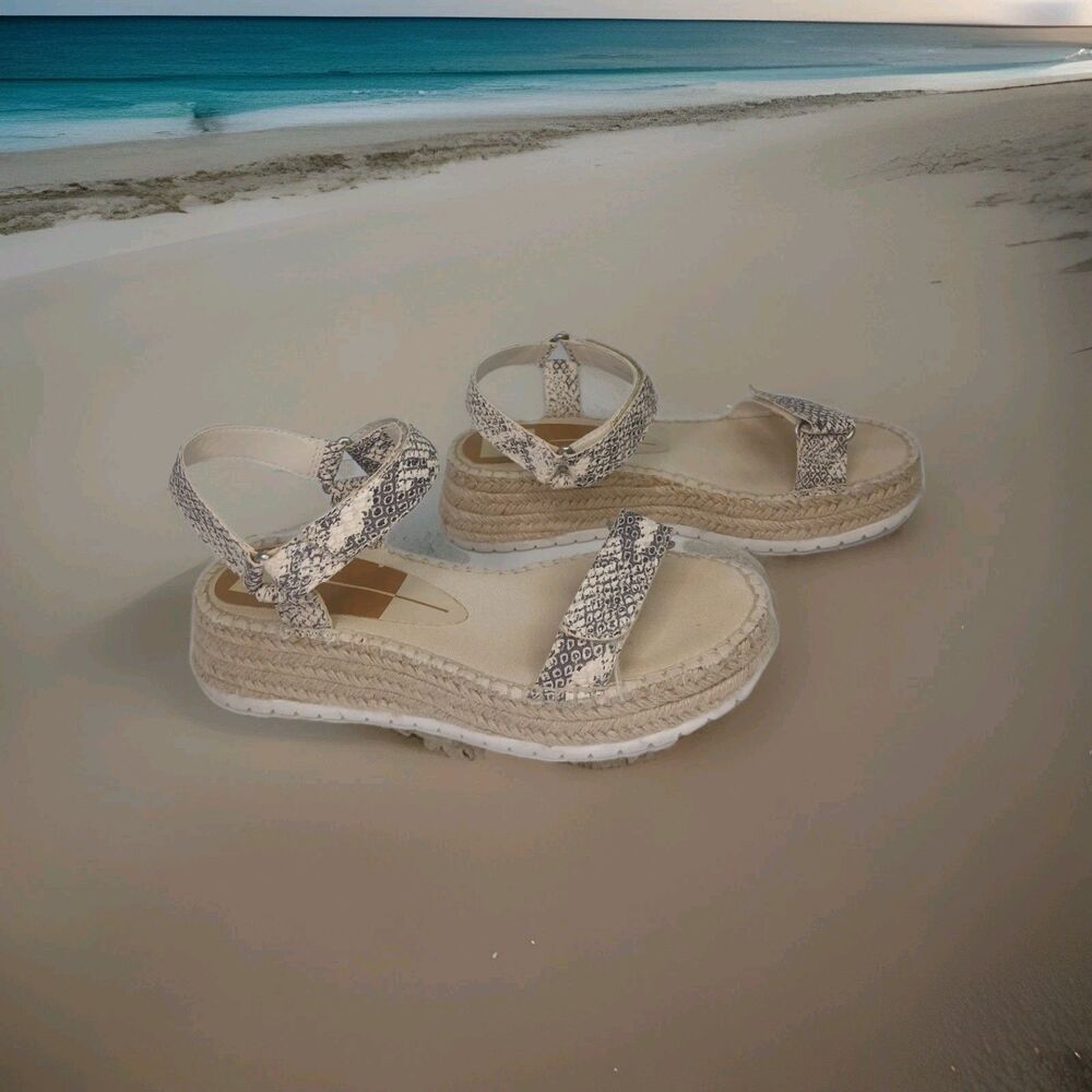 Dolce Vita Myra Snake Skin Sandals Women’s Size 8.5 Beige Neutral  GUC